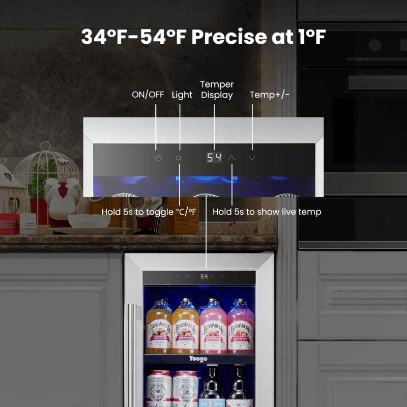 15 Inch Wide 80 Cans Beverage Drink Fridge, Built-In or Freestanding - Yeego Life