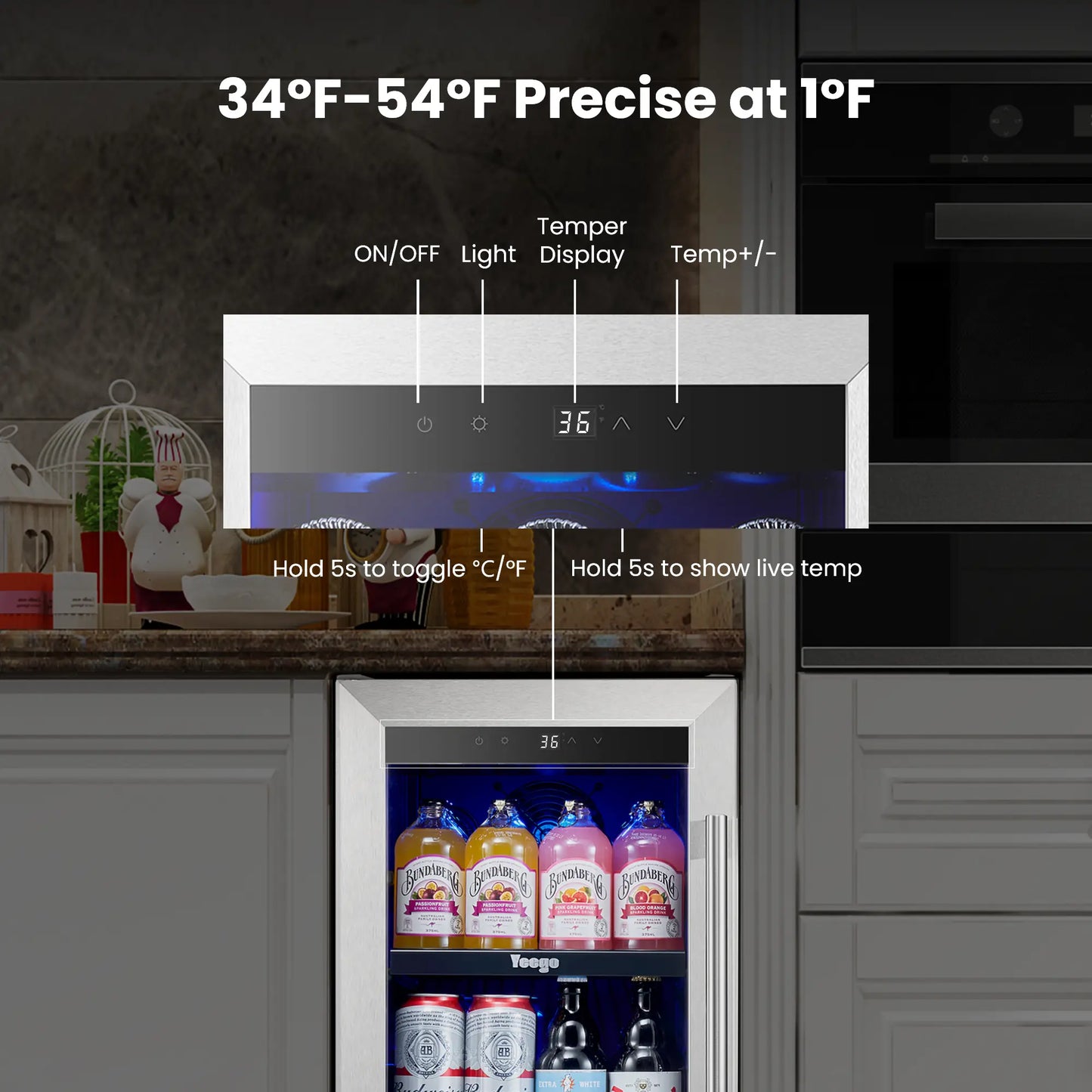 15 Inch Wide 80 Cans Beverage Drink Fridge, Built-In or Freestanding - Yeego Life