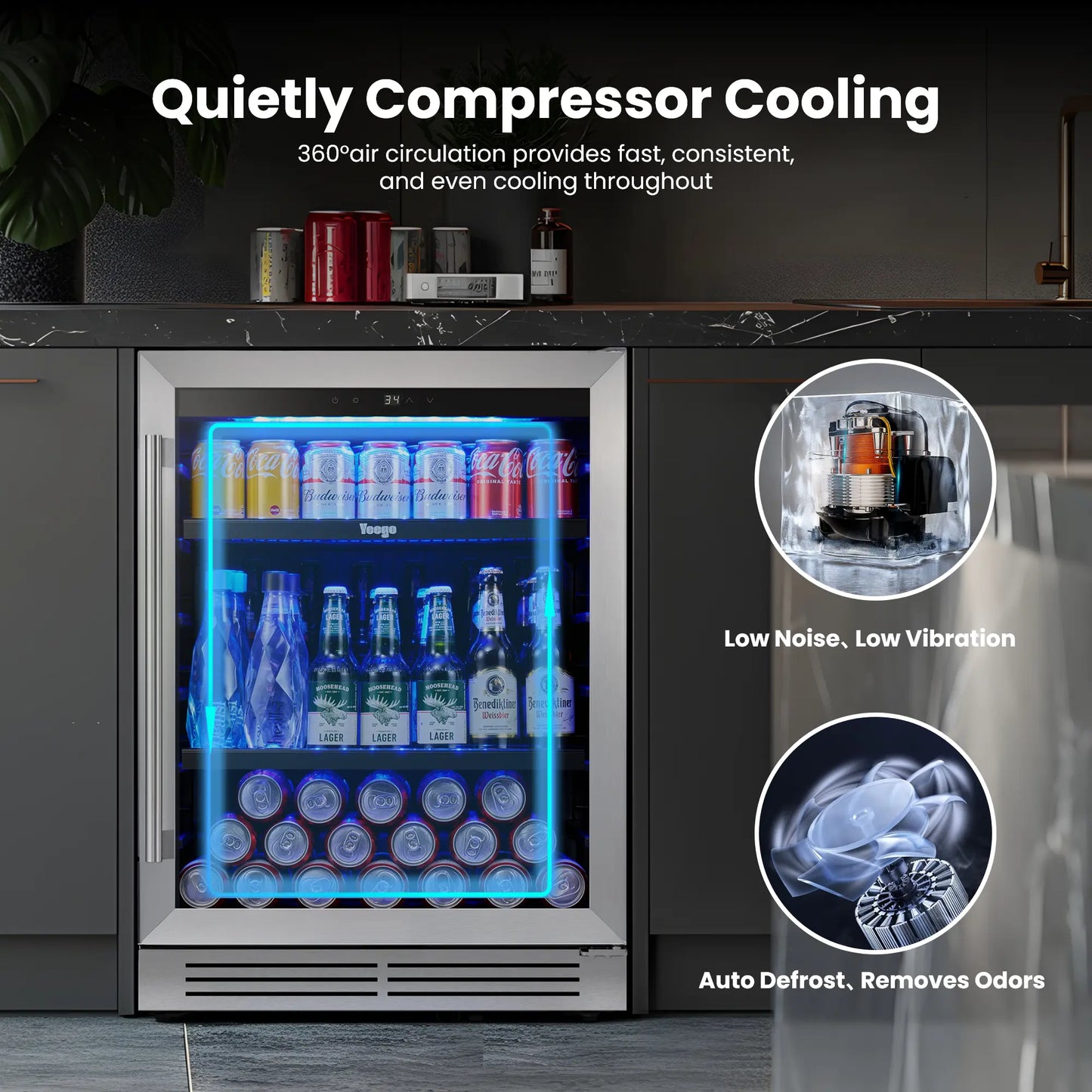 yeego BS24 drinks fridge with automatic defrosting