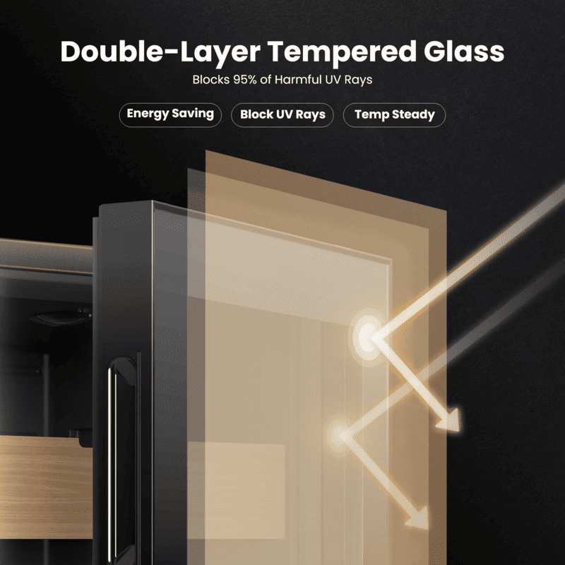 Double glazed toughened glass doors effectively reduce temperature loss