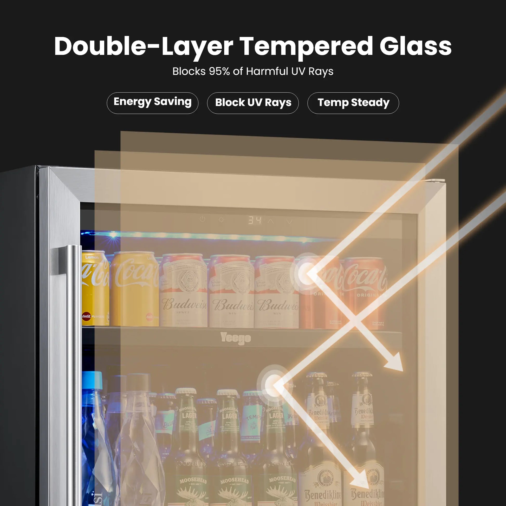 Double glazed toughened glass doors effectively reduce temperature loss