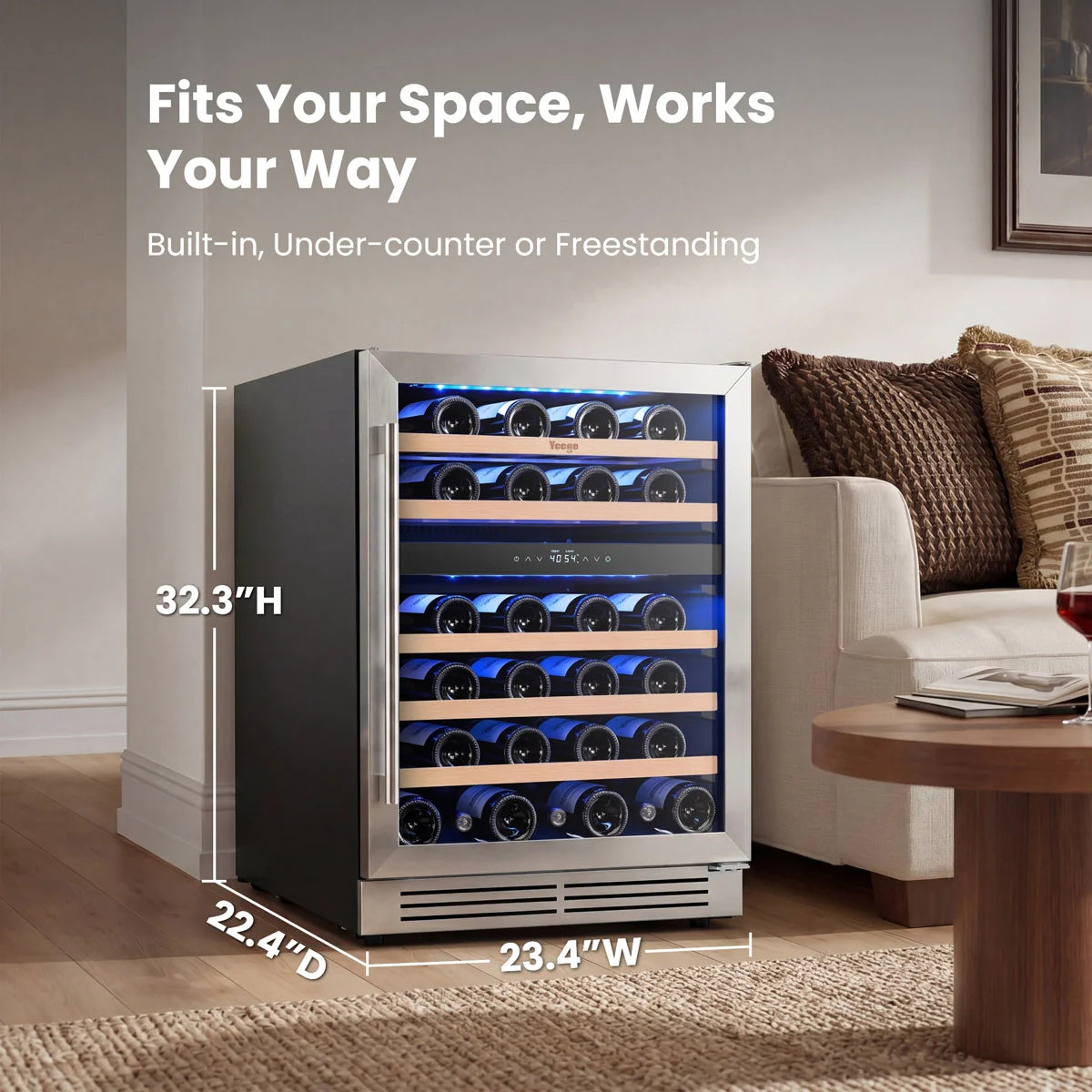 Yeego 24" Wine Fridge Dual Zone 52 Bottles