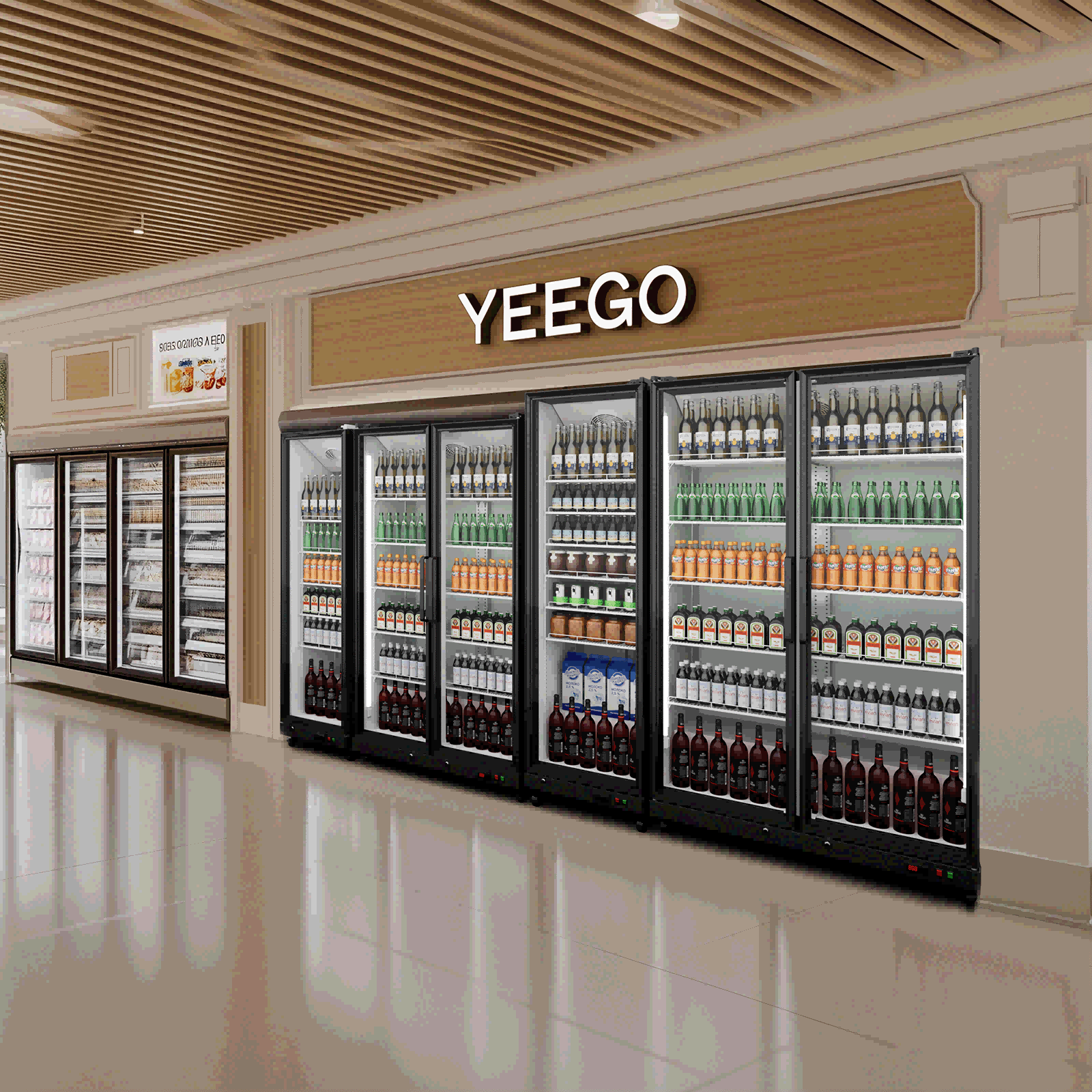 Yeego 44'' 2 Swing Glass Doors Merchandiser Refrigerator, Commercial Display Cooler for Beverages