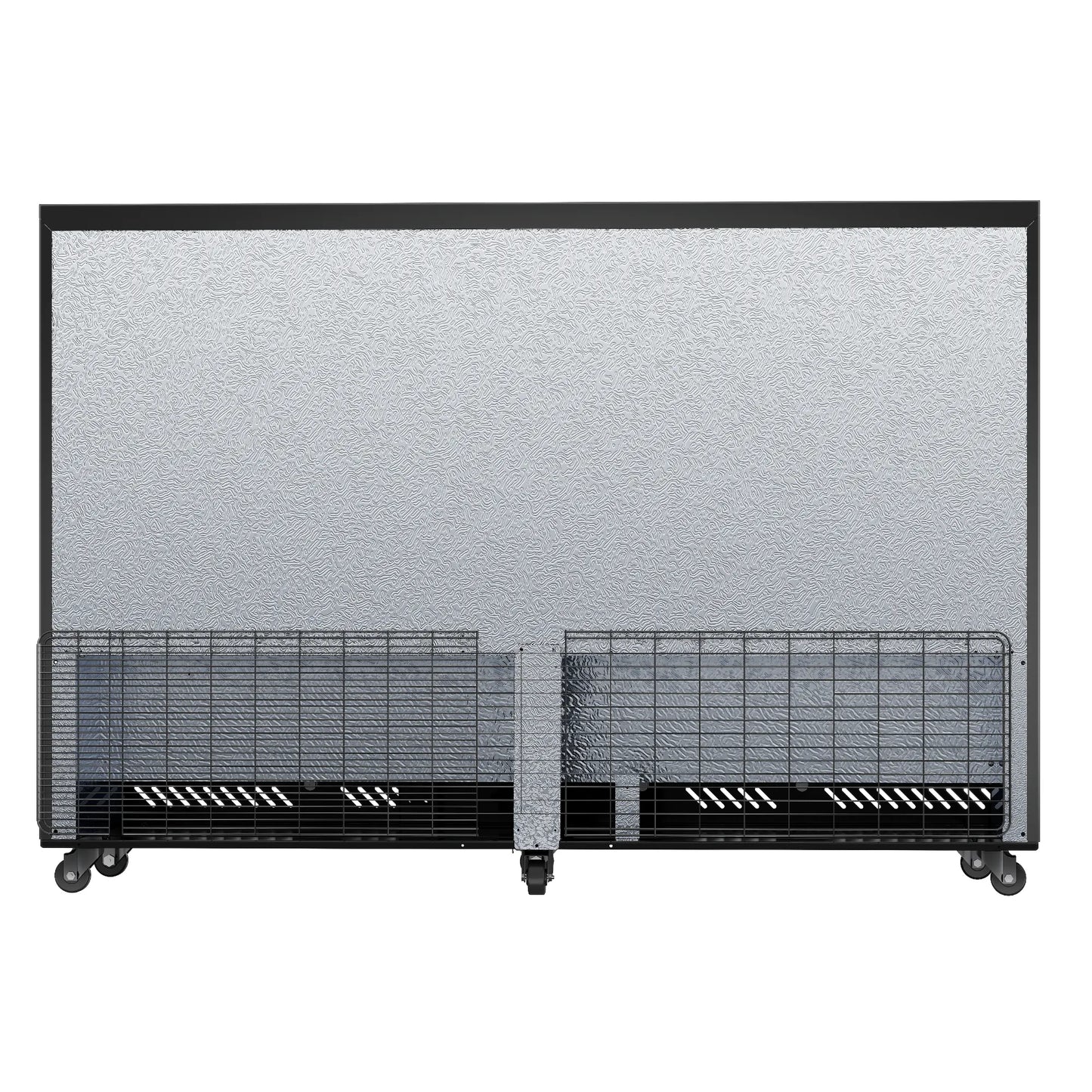 Rear view of a commercial bar fridge showing the cooling system cover