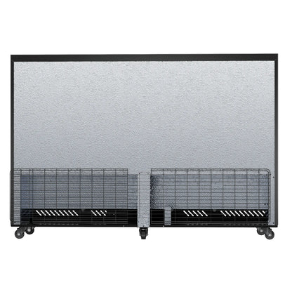 Rear view of a commercial bar fridge showing the cooling system cover