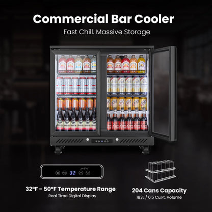 Commercial beverage cooler featuring large storage capacity and adjustable temperature settings