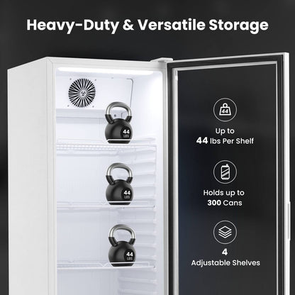 Yeego White Commercial Beverage Refrigerator with Glass Door