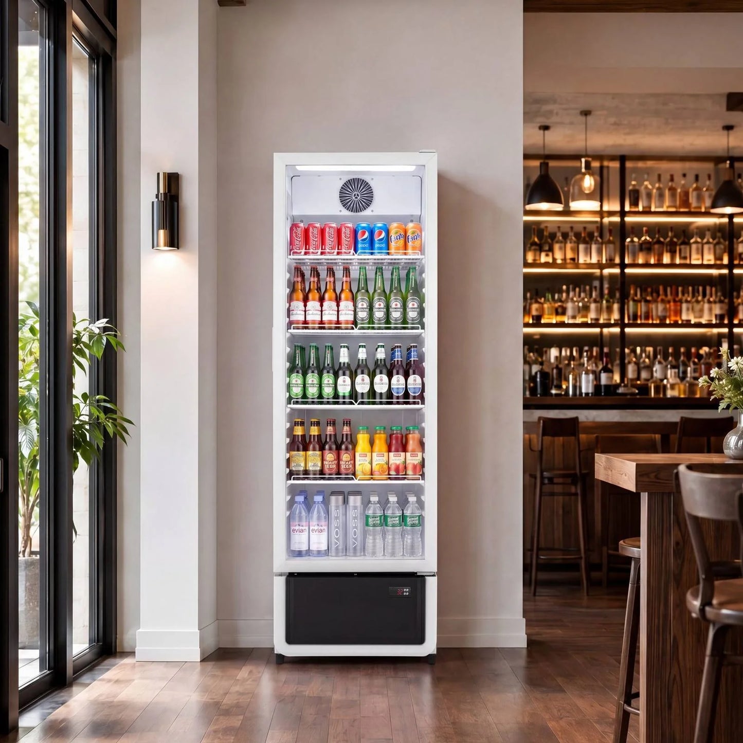Yeego White Commercial Beverage Refrigerator with Glass Door