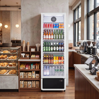 Yeego White Commercial Beverage Refrigerator with Glass Door