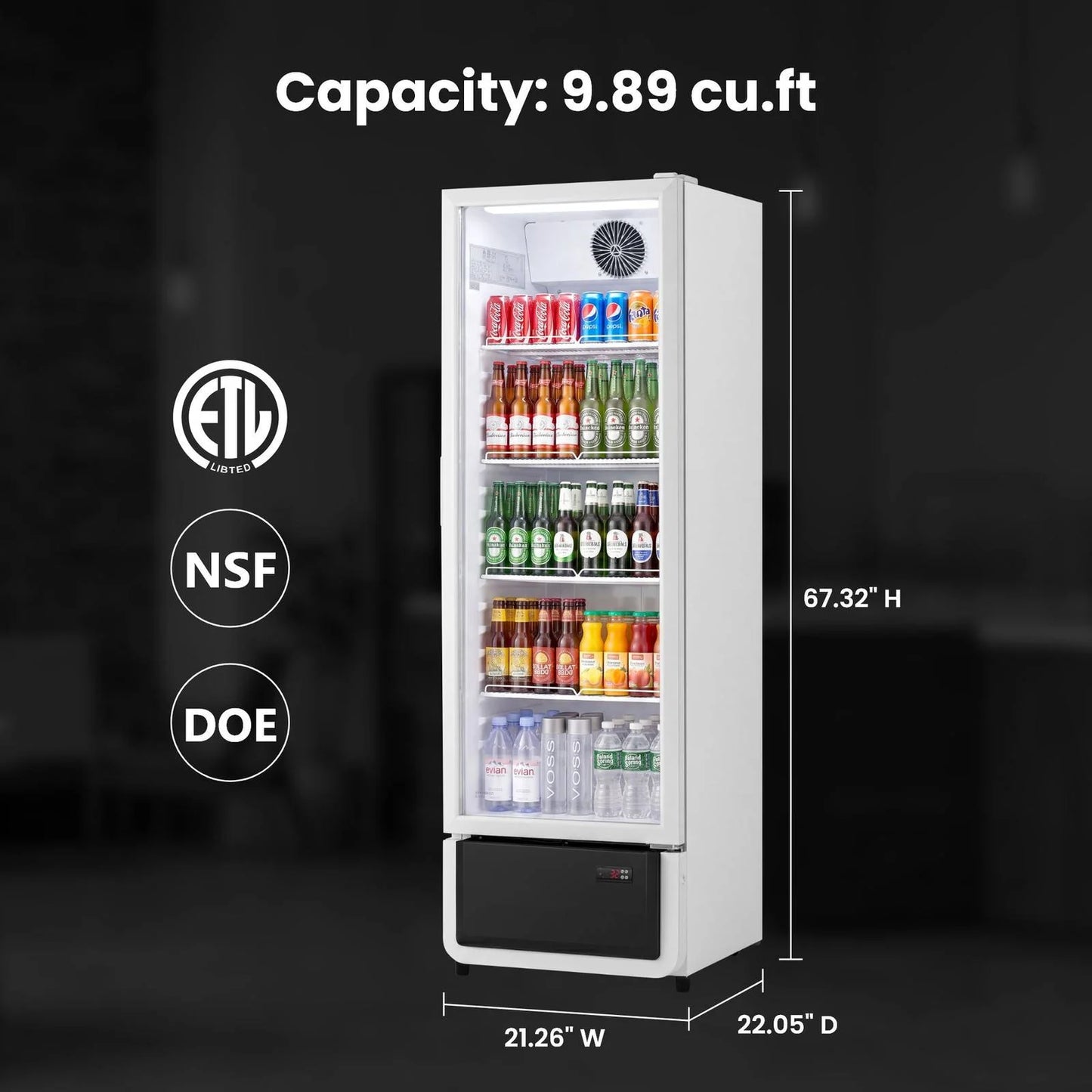 Yeego White Commercial Beverage Refrigerator with Glass Door