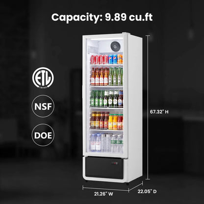 Yeego White Commercial Beverage Refrigerator with Glass Door
