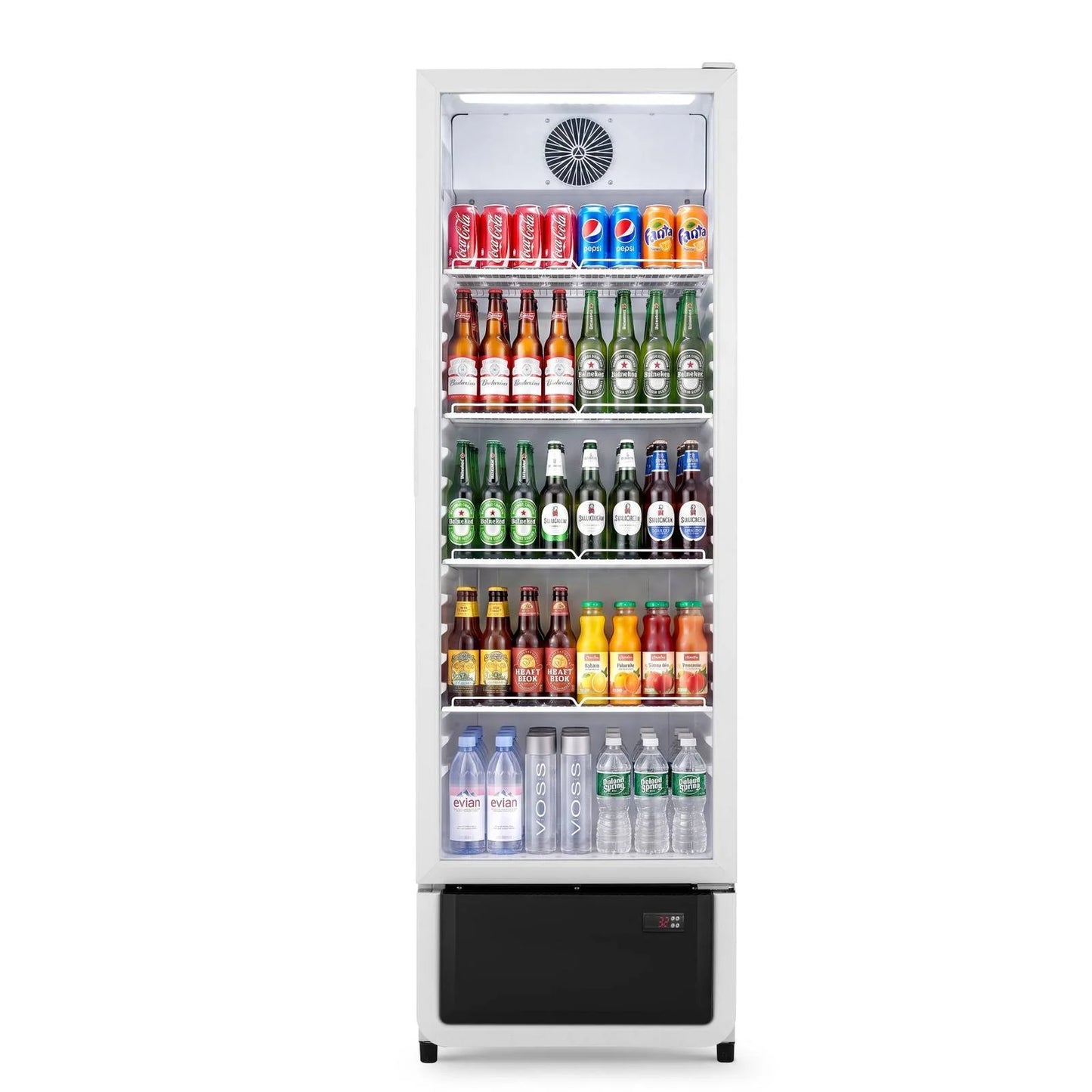 Yeego White Commercial Beverage Refrigerator with Glass Door