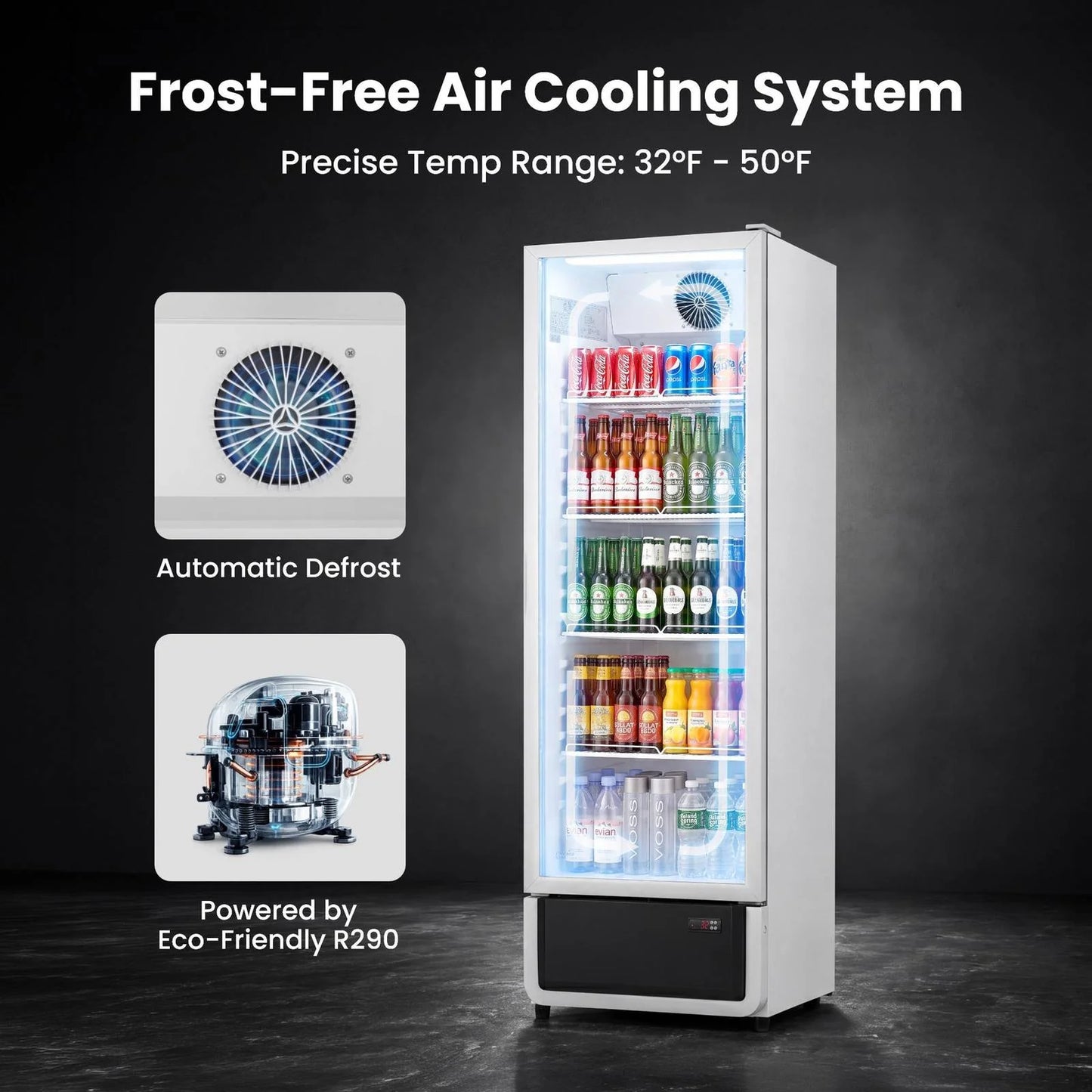 Yeego White Commercial Beverage Refrigerator with Glass Door