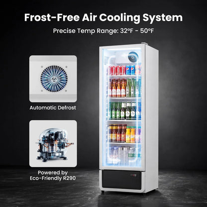 Yeego White Commercial Beverage Refrigerator with Glass Door