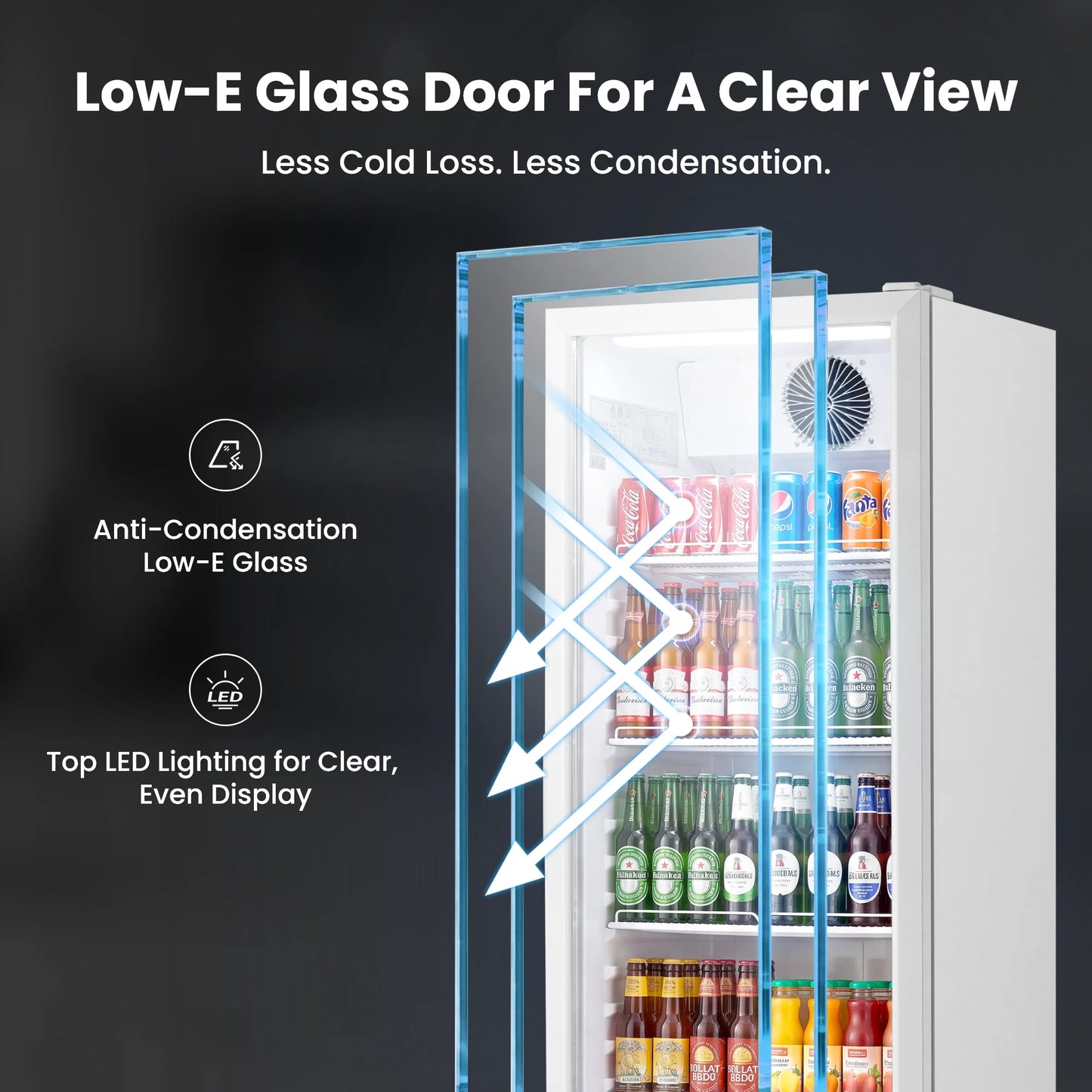 Yeego White Commercial Beverage Refrigerator with Glass Door