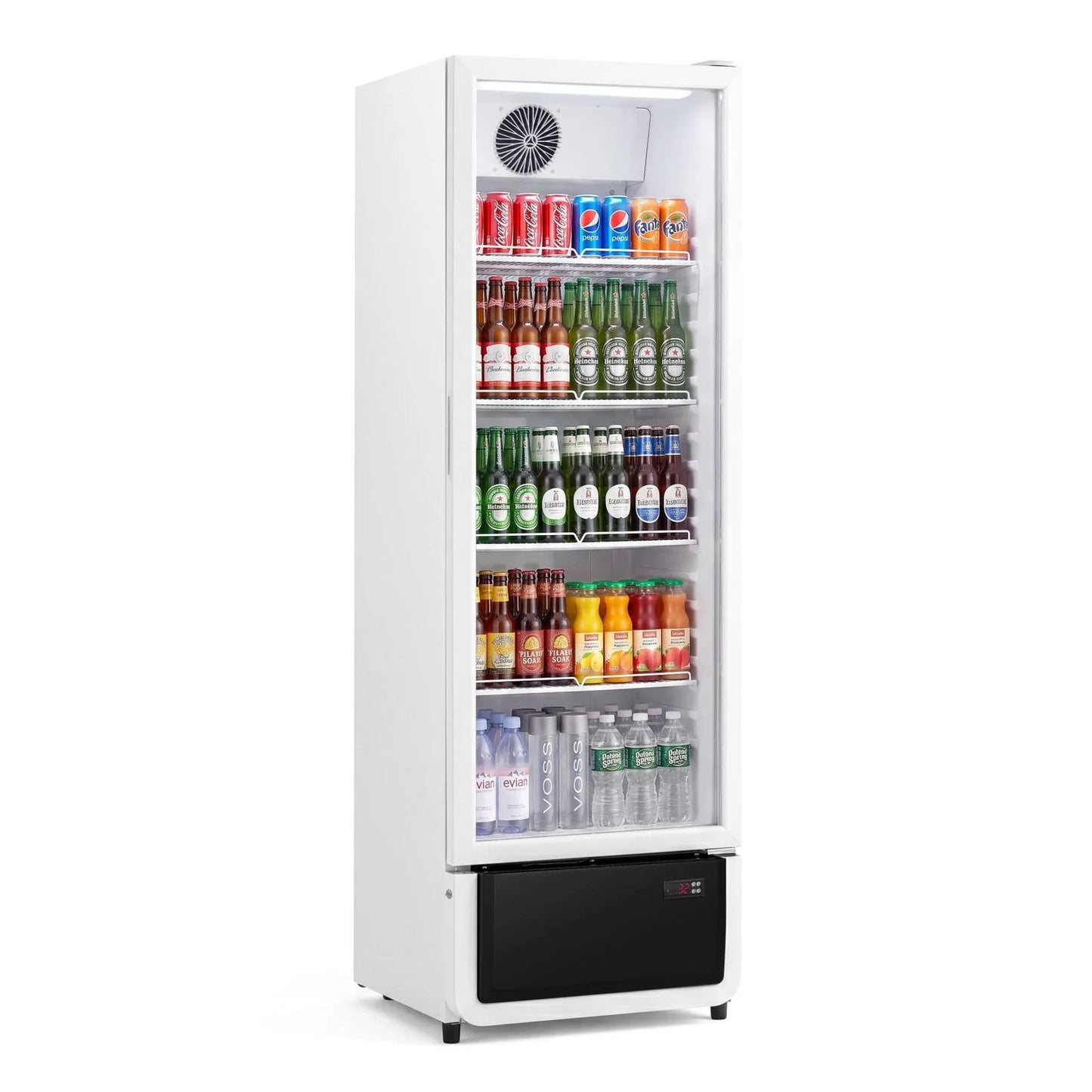 Yeego White Commercial Beverage Refrigerator with Glass Door