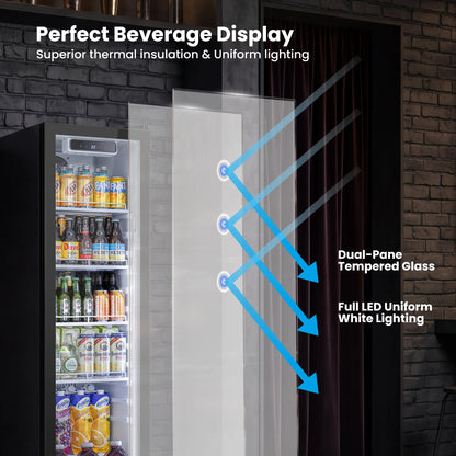 Dual-pane tempered glass door designed for improved insulation and product visibility