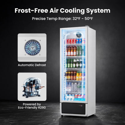 Yeego White Commercial Beverage Refrigerator with Glass Door