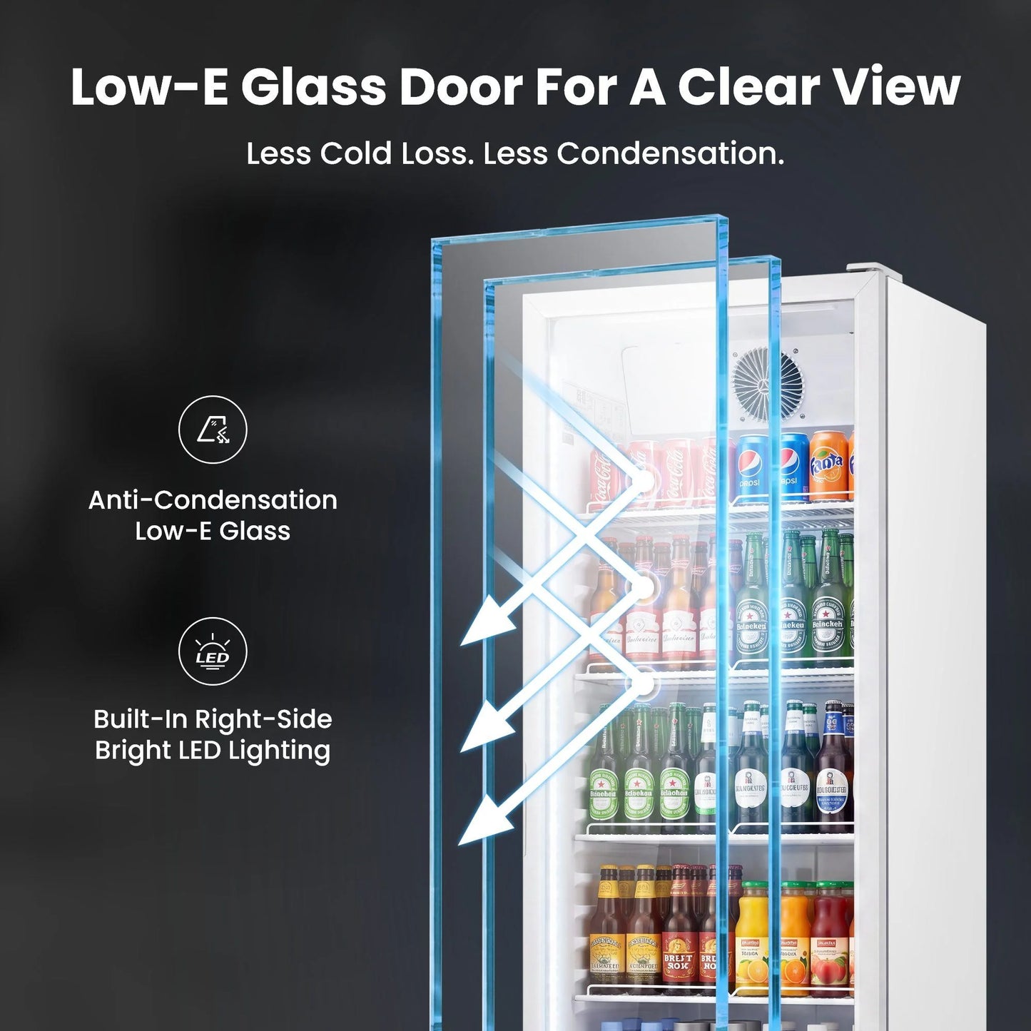 Yeego White Commercial Beverage Refrigerator with Glass Door