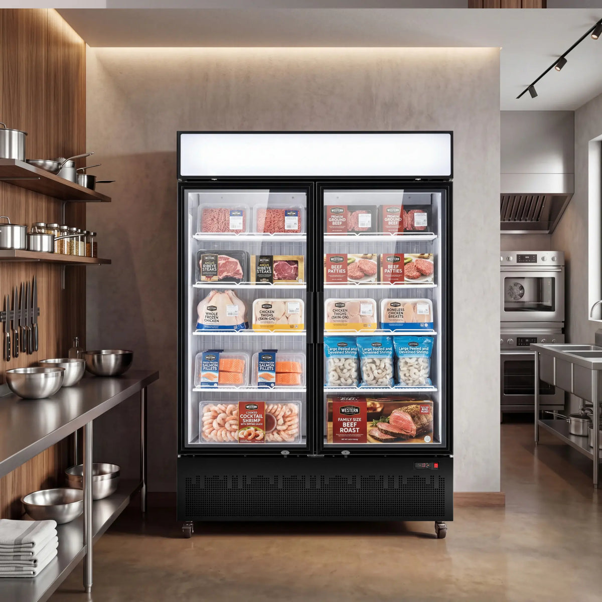 Yeego 41.9 Cu. Ft. 2-Door Commercial Display Freezer