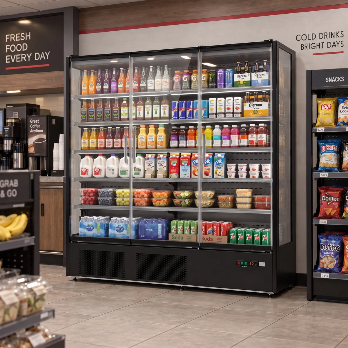 Yeego 68.5 Cu.Ft. 3-Door Open Air Merchandiser Refrigerator