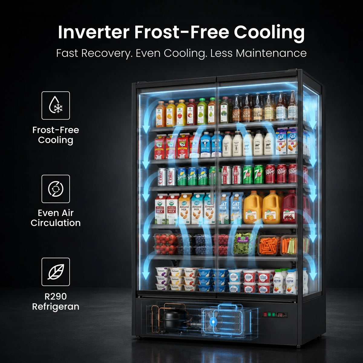Yeego 45.6 Cu.Ft. 2-Door Open Air Merchandiser Refrigerator