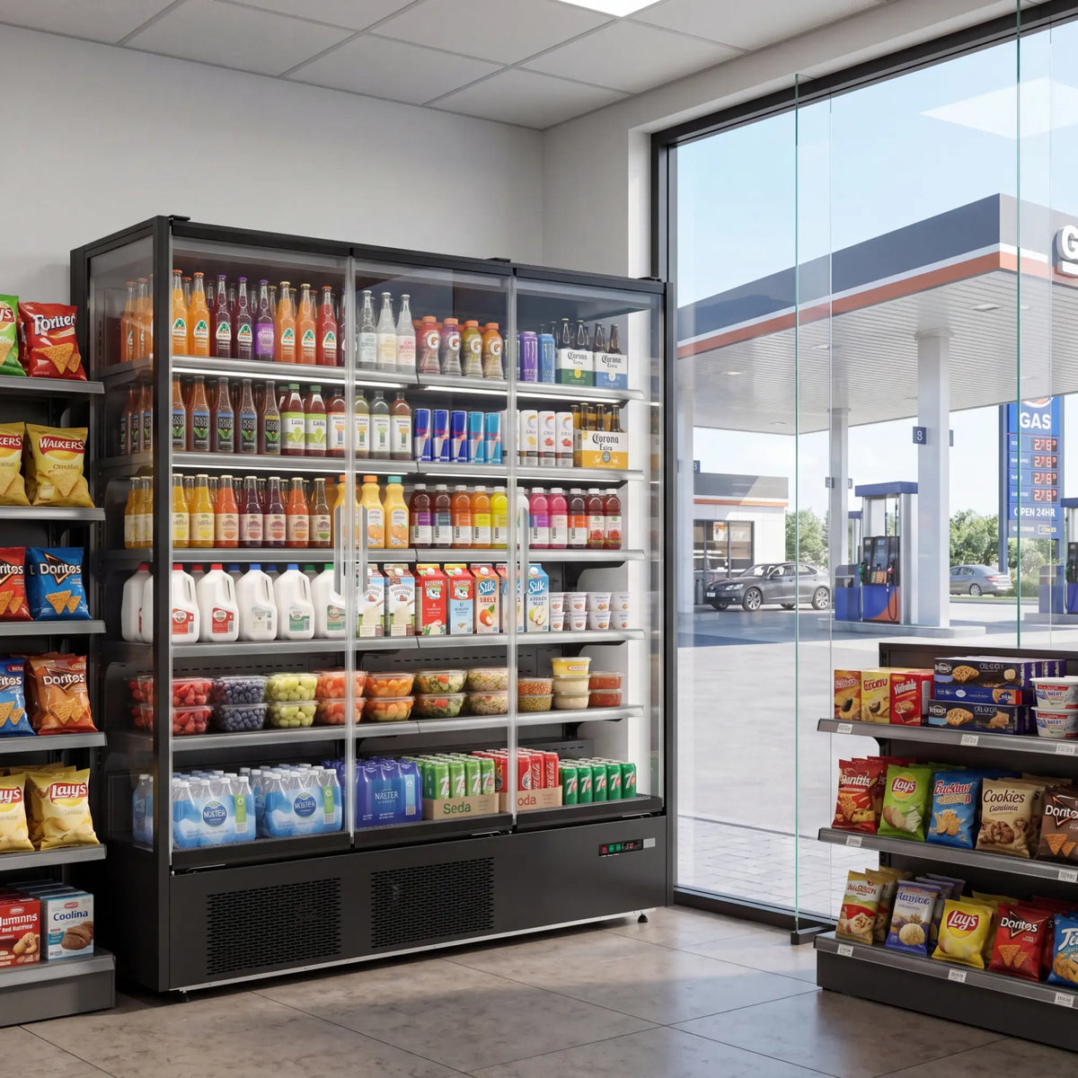 Yeego 68.5 Cu.Ft. 3-Door Open Air Merchandiser Refrigerator