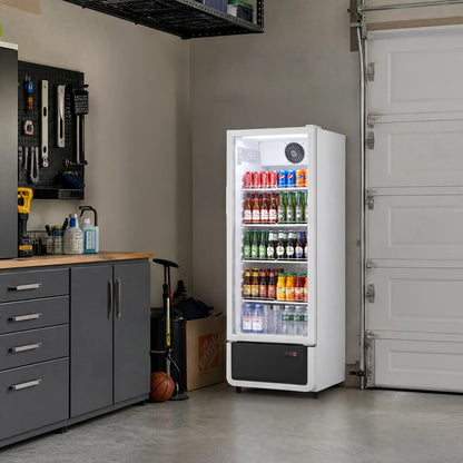 Yeego White Commercial Beverage Refrigerator with Glass Door