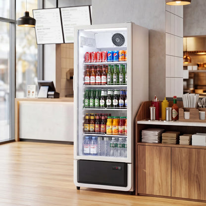 Yeego White Commercial Beverage Refrigerator with Glass Door