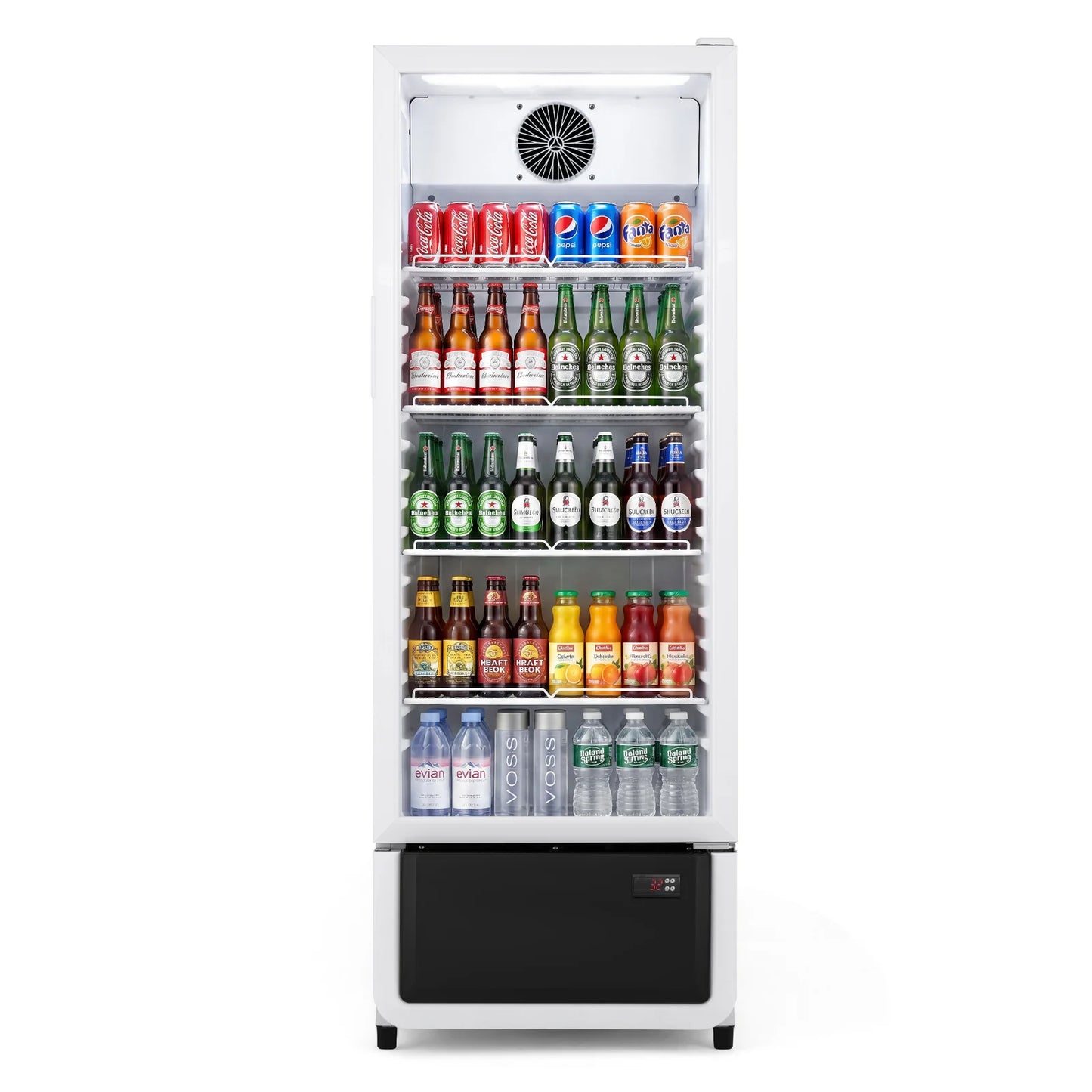 Yeego White Commercial Beverage Refrigerator with Glass Door