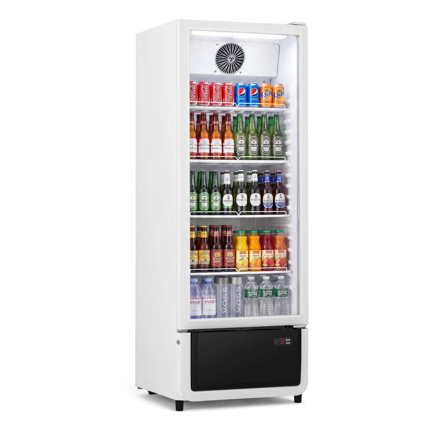 Yeego White Commercial Beverage Refrigerator with Glass Door