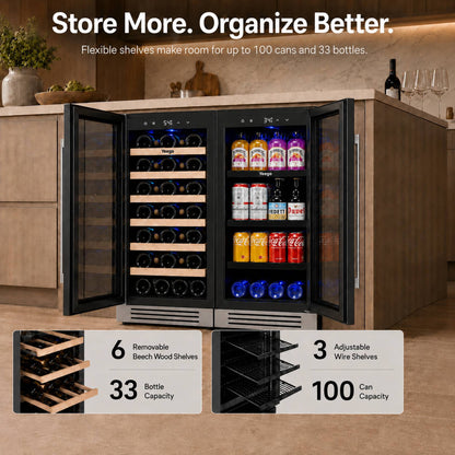 Yeego 30" Wine Beverage Fridge Dual Zone 2 Sets