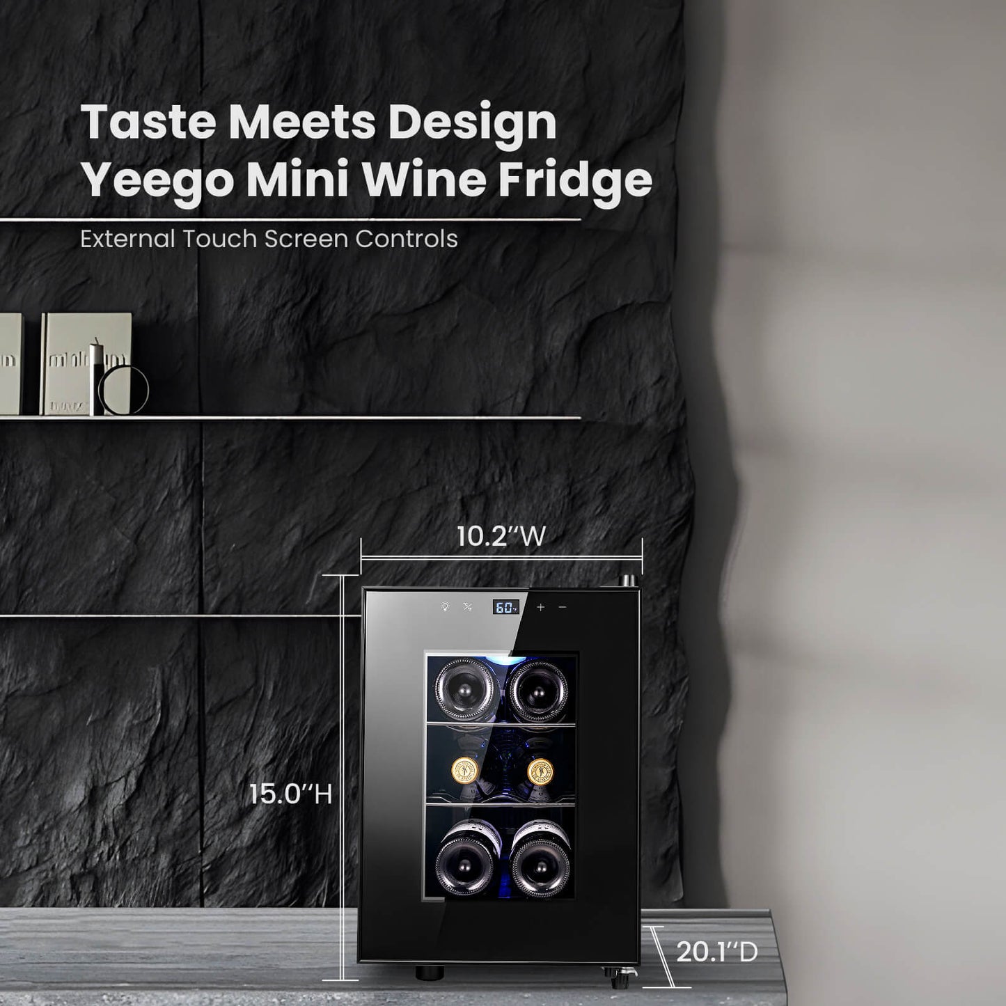 Yeego Countertop Mini Wine Fridge, 6 Bottles