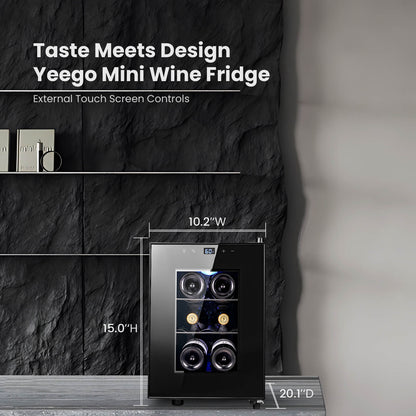Yeego Countertop Mini Wine Fridge, 6 Bottles