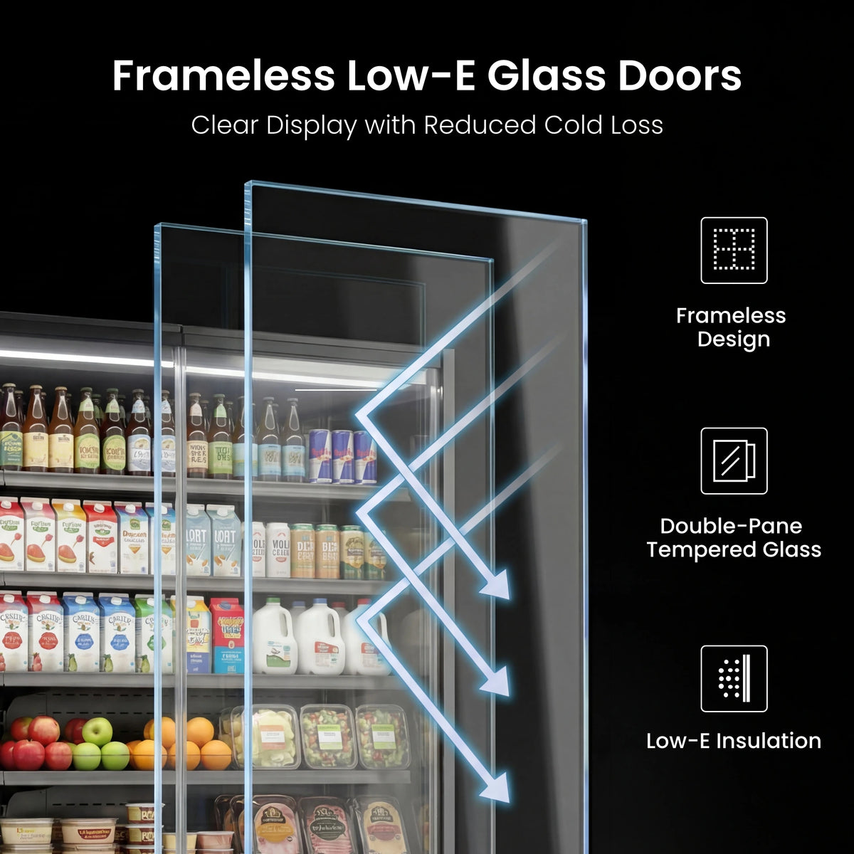 Yeego 91.3 Cu.Ft. 4-Door Commercial Merchandiser Refrigerator