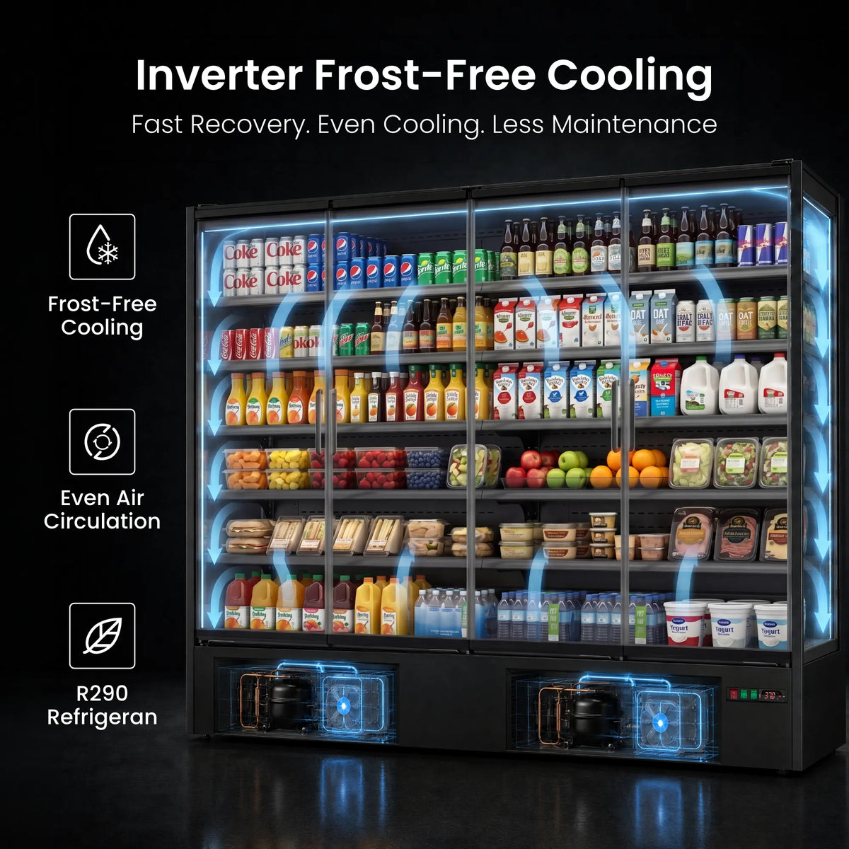 Yeego 91.3 Cu.Ft. 4-Door Commercial Merchandiser Refrigerator