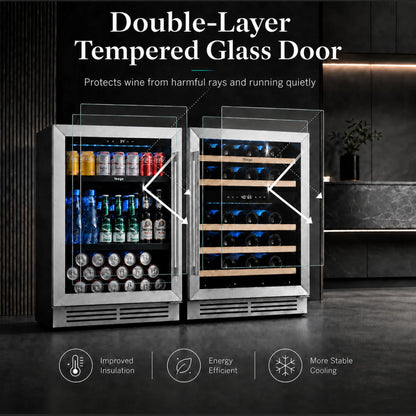 Yeego 48" Wine Beverage Fridge Combo Triple Zone