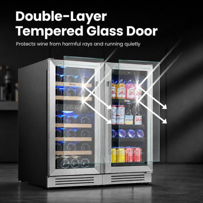 Yeego 30" Wine Beverage Fridge Triple Zone 2 Sets