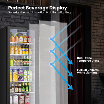 Dual-pane tempered glass door designed to improve insulation and product visibility