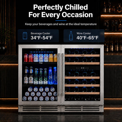 Yeego 48" Wine Beverage Fridge Combo Triple Zone