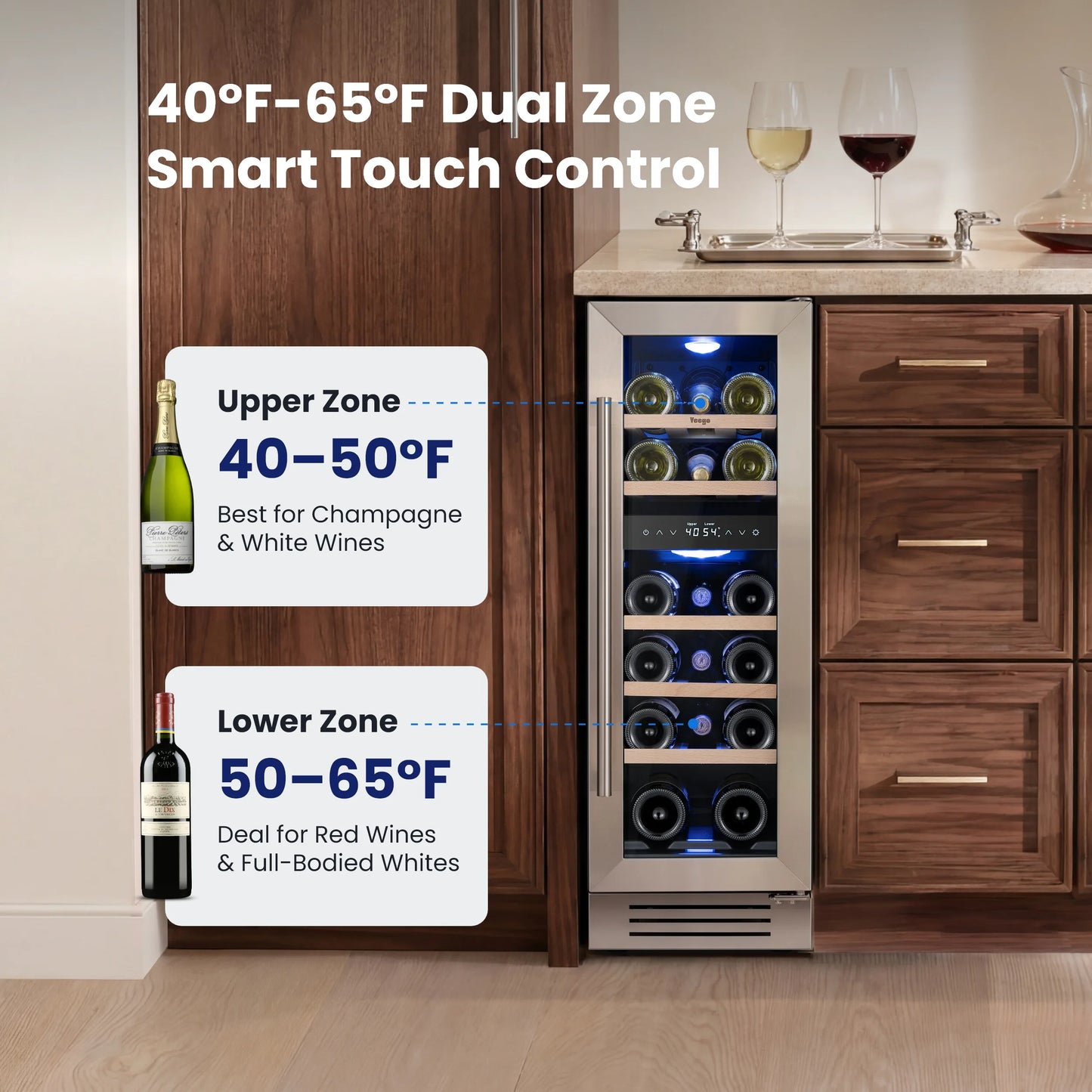 Yeego 12" Wine Fridge Dual Zone 17 Bottles