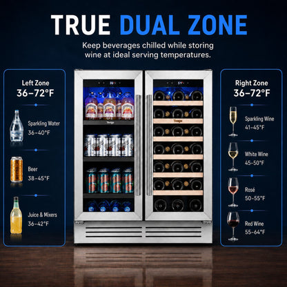 Yeego 30” French Door Wine Beverage Fridge