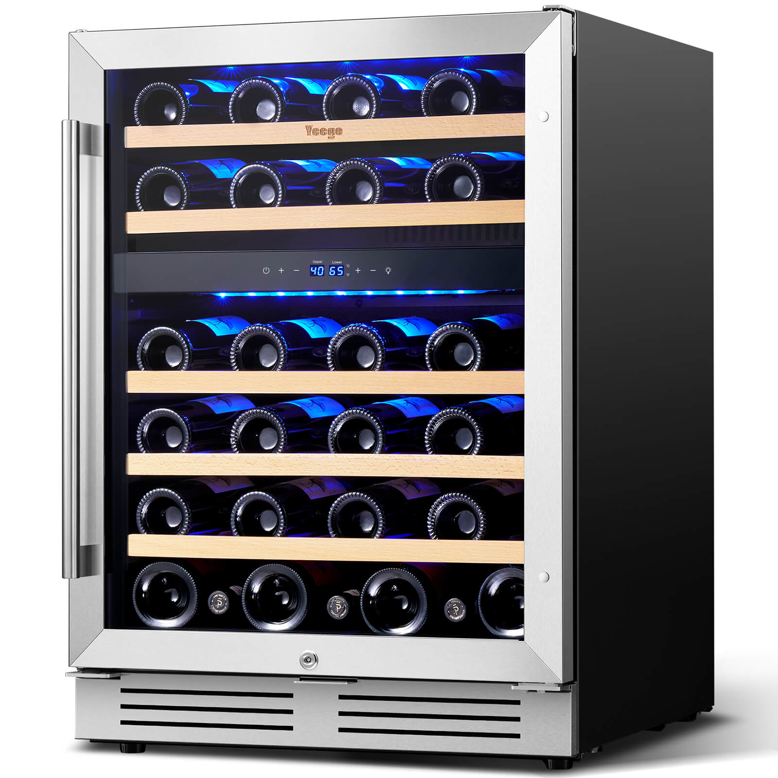 24 Inch Wide 46 Bottles Dual Zone Wine Fridge, Built-In or Freestanding