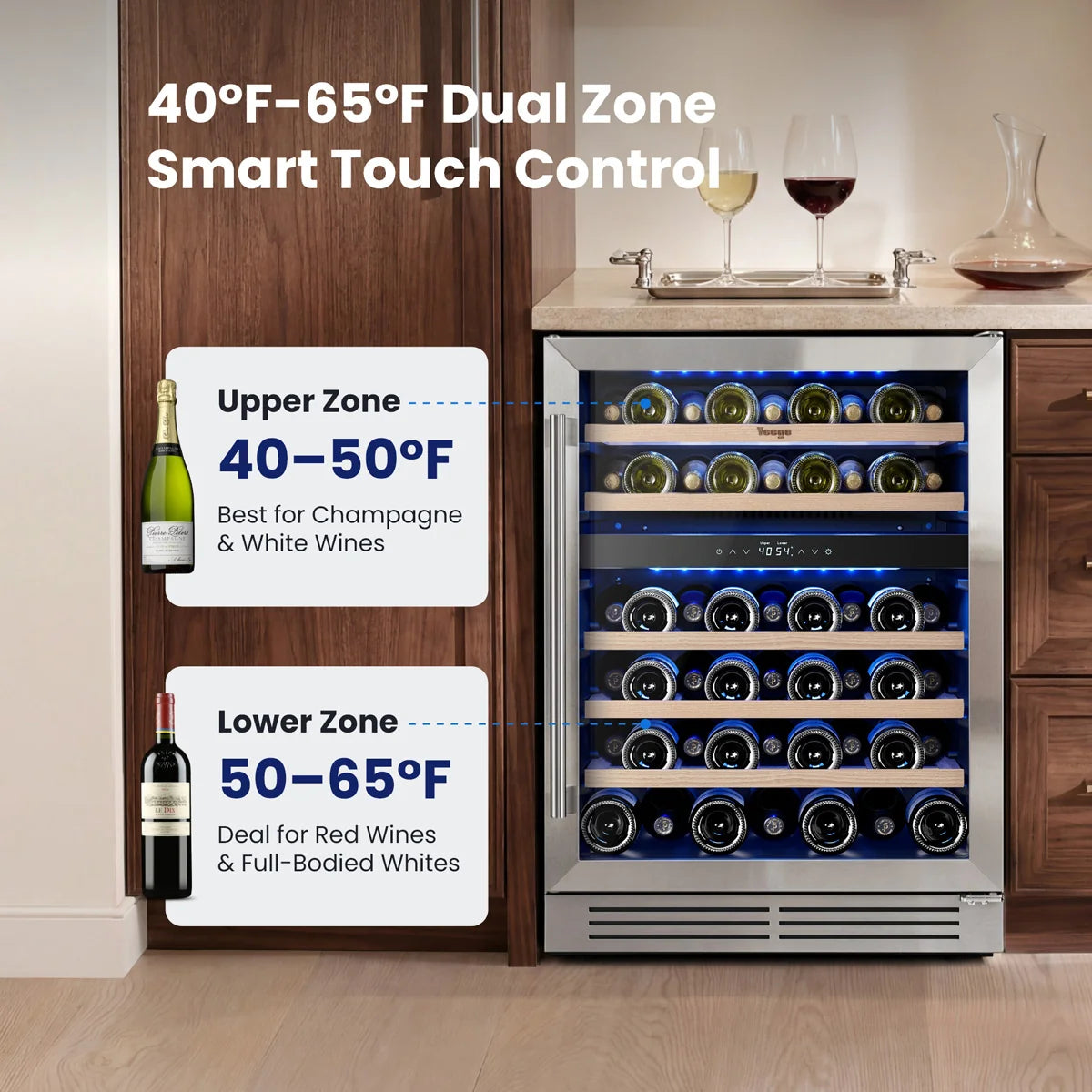 Yeego 24" Wine Fridge Dual Zone 52 Bottles