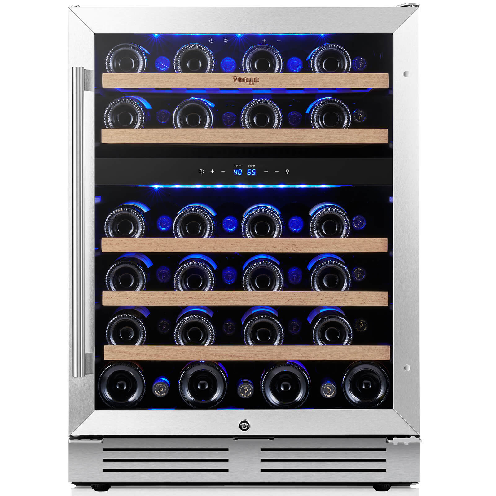 24 Inch Wide 46 Bottles Dual Zone Wine Fridge, Built-In or Freestanding