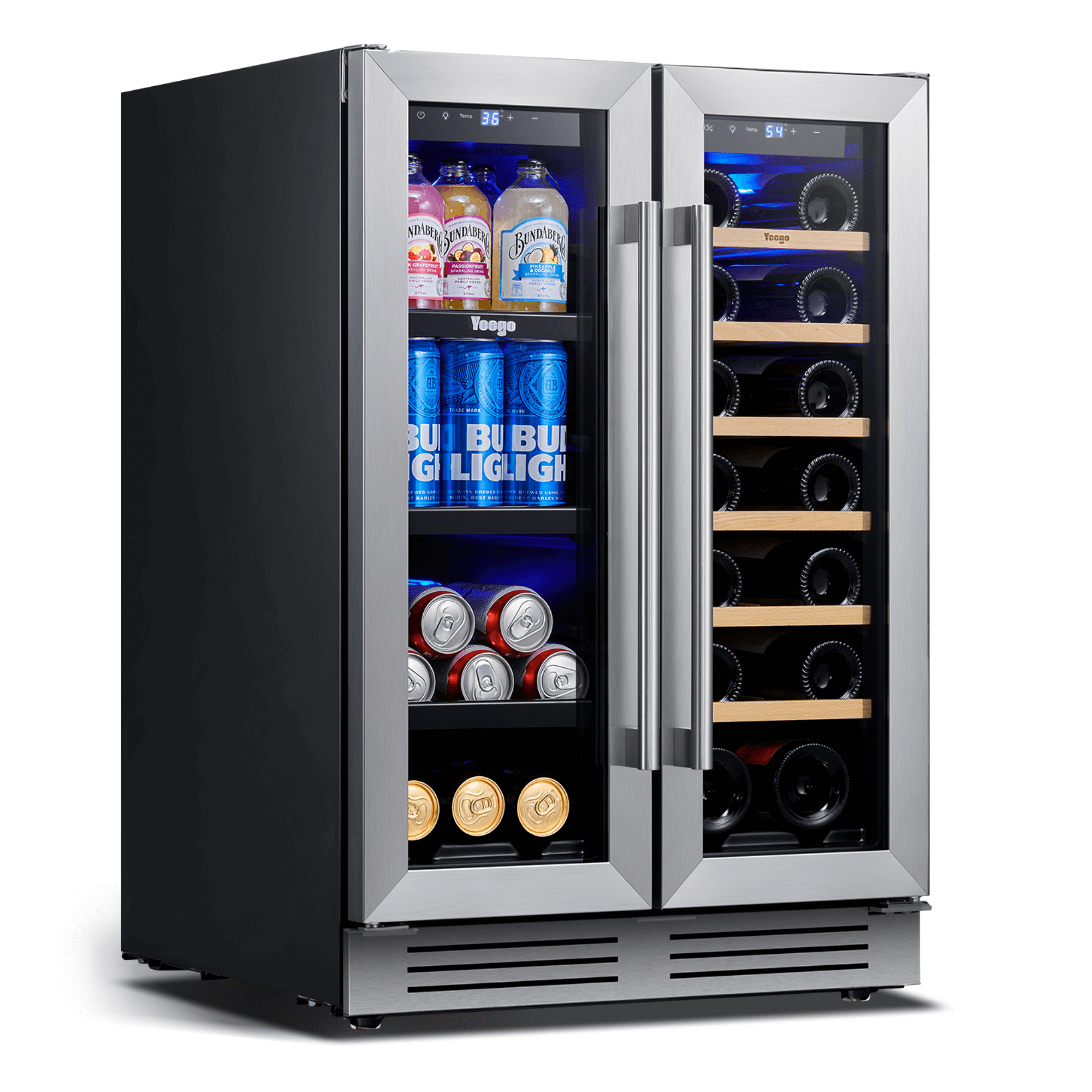 24 Inch Wide Wine and Beverage Dual Zone Fridge, Under Counter, Built-In or Freestanding