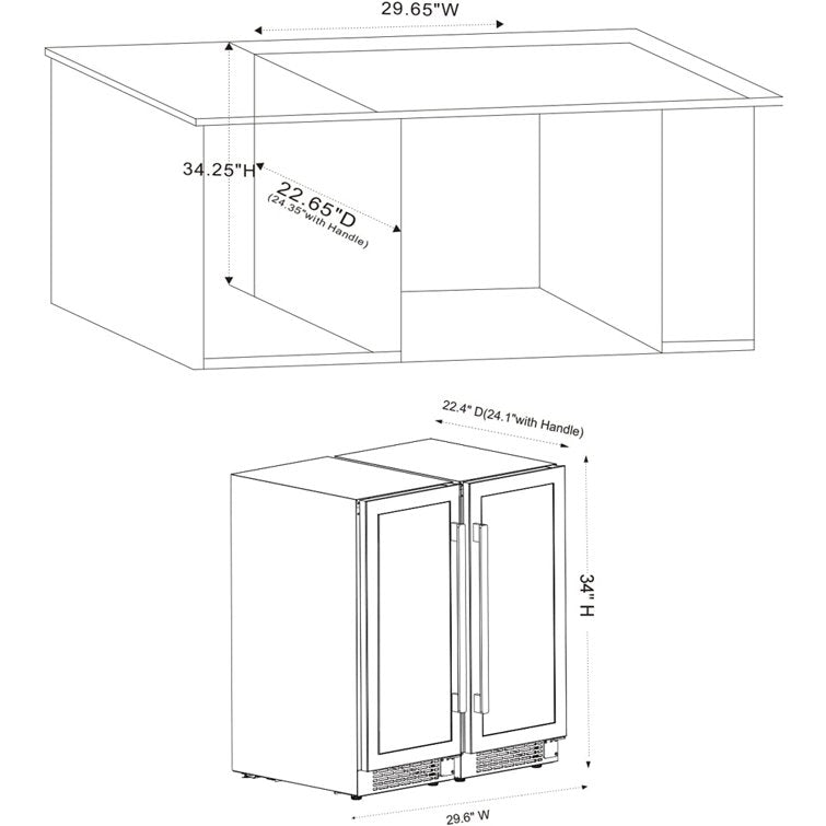 30 Inch Wide Beverage Center, 160 Cans Drink Fridge Combo, Under Counter Or Freestanding