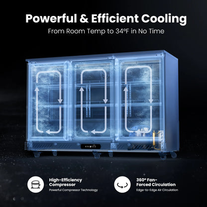 Touch control display for temperature adjustment on a commercial bar fridge
