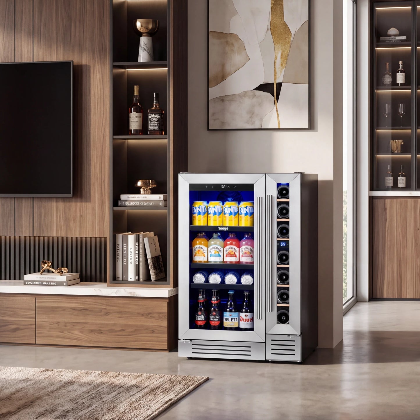 Yeego Wine & Beverage Fridge Bundle, 7 Bottles & 100 Cans