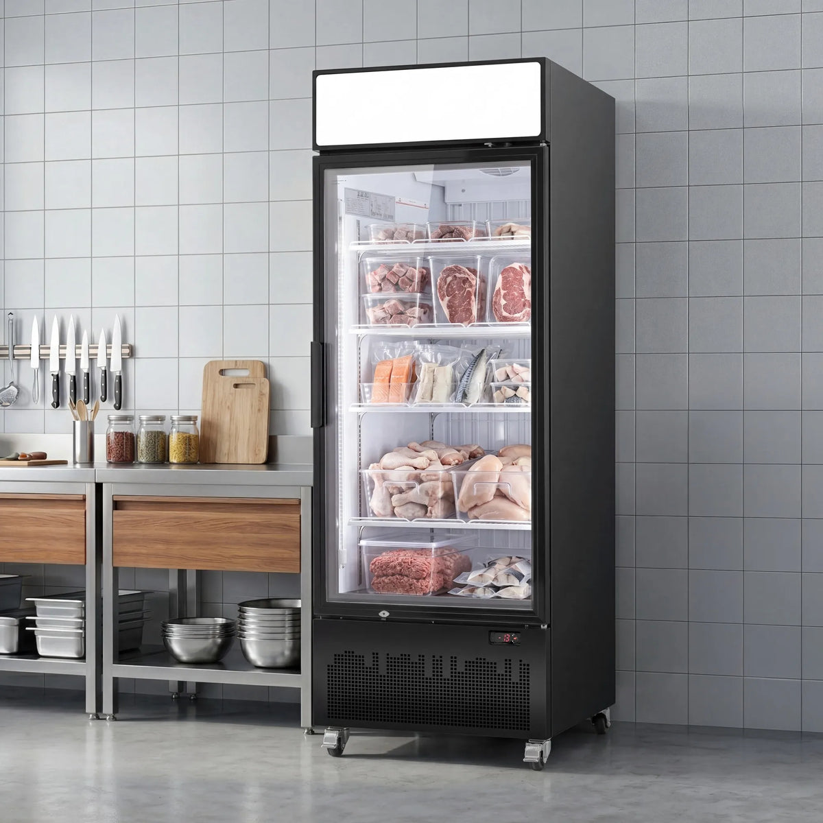 Yeego 18.9 Cu. Ft. Single-Door Commercial Glass Freezer